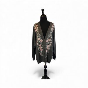 Alfred-Dunner Women's Grey and Pink Cardigan size XL